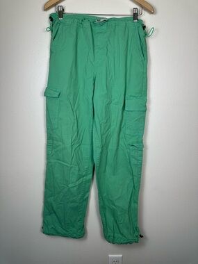 SO Women S Gorpcore Y2K Streetwear High Rise Parachute Green Cotton Cargo Pants